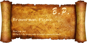 Braverman Piusz névjegykártya